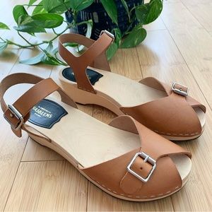 Like New! Swedish Hasbeens Pia Debutante Peep Toe Clog Sandals Sz EU38/US7.5